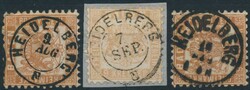 "Heidelberg" K2 (verschied. Typen) und K1, drei Stempel-Puppen auf ...
