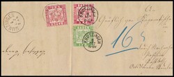 "Krotzingen" K1 sehr klar auf 1 KR und 3 KR auf Nachnahmebrief vom 8. ...