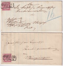 "Schallstadt" Ra2 klar auf zwei Briefen 1864 (einmal Nachnahme) mit 3 ...