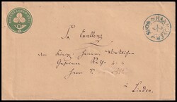 Stadtpost, Umschlag 5 Pfg. grün mit K2 "Hannover BK nachts" nach ...