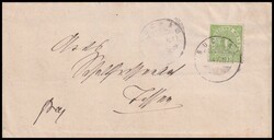 "Buchau" DB klar auf 1 Kr. grün auf Brief 1873 nach Stetten, ...