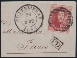 Belgien, 40 C karminrosa Platte II, breitrandiges Luxusstück (oben ...