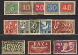 Schweiz, PAX-Satz, 1945, komplett postfrisch in tadelloser Erhaltung, ...