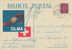 Portugal 1943 Caravel, advertising postcard for OLMA Swiss watches ...