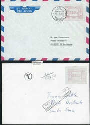 Portugal 1980 Frama Labels, 2 envelopes with labels from machine 009 ...