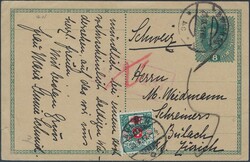 Austria Switzerland Postal Card of 8 pf., circulated from Vienna 29.9 ...