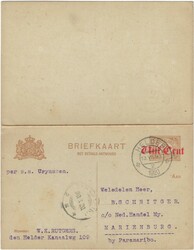 Netherlands Paid Reply Postal Card of Auf Cent on 2 c., circulated ...