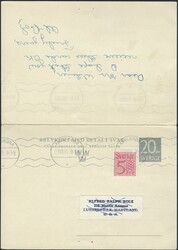 Sweden 20 öre Letter Card, 2nd sheet with additional 5 öre stamp, ...