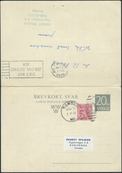 Sweden 20 öre Letter Card, 2nd sheet with additional 5 öre stamp, ...