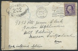 WWI USA UK SWITZERLAND – circulated envelope from Trenton, USA with ...