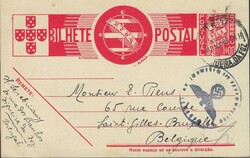 WWII PORTUGAL BELGIUM – postcard for 1$00 circulated by a refugee ...