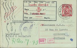 WWII PORTUGAL BELGIUM – postcard for 1 Fr circulated from Boitsfort ...