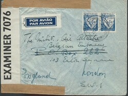 WWII PORTUGAL BELGIUM ENGLAND – envelope circulated by airmail from ...