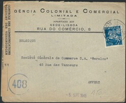 WWII PORTUGAL BELGIUM ENGLAND – stamped envelope from the Colonial ...