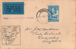 Angola * Airmail * 1939 (21.08). 1st Flight Cape Town – Luanda by ...