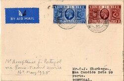 Portugal * Airmail * 1935 (16.05) – 1st Airmail bag from England to ...