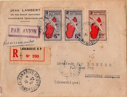 Madagascar * Envelope sent by airmail and registered from Tananarive ...