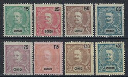 Angola 1903 D. Carlos I, complete mint set MF46/53 *, vc €112