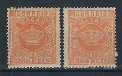 Portugal Macau 1884 Crown, stamps MF8b and MF8c mint *, perforation ...