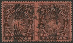 1890-95 Light & Liberty 3a black/bright red horiz pr, error IMPERF ...