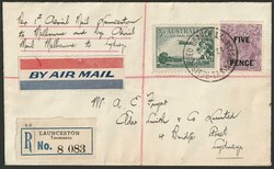 1929-35 Airmail 3d green booklet plate stamp with variety 'long wing ...