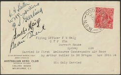 1934 (19 Nov) First Melbourne - Cootamundra Air Race. Only 6 carried, ...