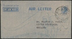 1944 KGVI 7d blue Aerogramme with QANTAS Christmas pictorial cachet ...