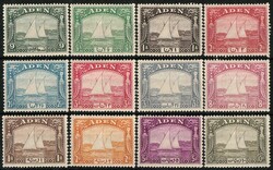 1937 Dhow set 9p-10R. VF fresh M/MLH. Scott 1-12 cat US$775. SG 1-12 ...