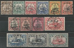 1915 'C.E.F.' opt German Yacht set ½d on 3pf - 5s on 5Mk. VFU ...