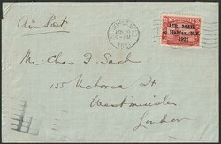 1921 Halifax Airmail 35c red, 2½mm spacing between 'AIR' & MAIL', ...
