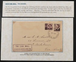 Cocos Postal History in 4 albums inc 1942 Airgraphs (2), 1946 end of ...