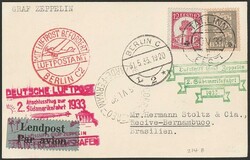 Estonia: 1933 Zeppelin 2nd South American Flight card franked 12s & ...