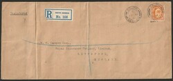 1912 registered cover (252x117m) to England franked with KEVII 6d ...