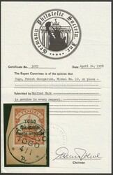 Togo: 1915 Thick opt Yacht 10pf carmine. VFU, on piece with 'Anecho ...