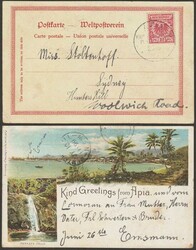 Samoa: 1899 use of Formular PPC with colour scenes of harbour, ...