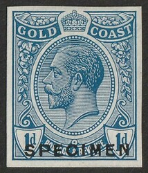1913-21 KGV 1d blue printer's sample proof in unissued colour, imperf ...