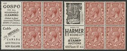 1924-26 KGV ½d brown booklet panes wmk Block Cypher, or wmk inverted ...