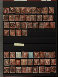 1841-53 QV 1d red-brown imperf collection/accumulation in KABE s/book ...