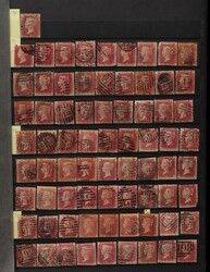 1864-79 QV 1d Red brown collection in 2 s/books with letters in all ...
