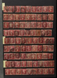 1864-79 QV 1d Red brown collection in 2 s/books with letters in all ...