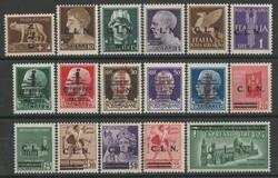 1944 Torino CLN liberation 'C.L.N.' opt full set 5c-1.25L, inc opts ...