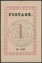 1886 Postage 1d rose &amp; black, type I, with black British Consular ...