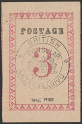 1886 Postage 3d rose &amp; black, type II, with black British ...