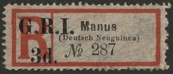 1915 'G.R.I. 3d' opt Manus (Deutsch Neuguinea) sans serif ...