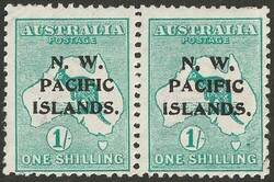 1915-16 opt Kangaroo 1/- green 1st wmk pr from 3rd setting with ...