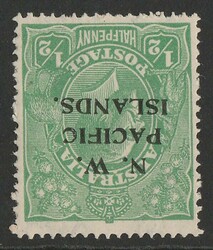 1918-22 opt KGV ½d green LM wmk inverted. VF fresh MLH. SG 119w cat ...