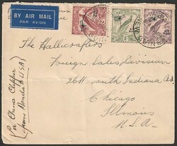 1939 Airmail cover franked Airmail opt Undated Birds 9d, 1/- & 2/- ...