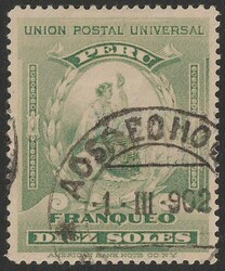 1899-1902 Liberty 10S blue-green. VFU, '1-111-902' cds. Scott 159 cat ...