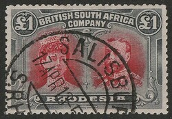 1910-13 KGV Double Head £1 carmine-red & bluish black perf 14. VFU, ...
