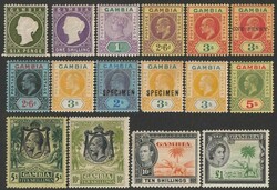 Gambia: 1880-1980s collection in s/book inc 1880-93 QV Cameo to 1/-, ...